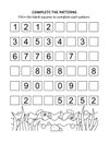 Math worksheet for kids with patterns and numbers